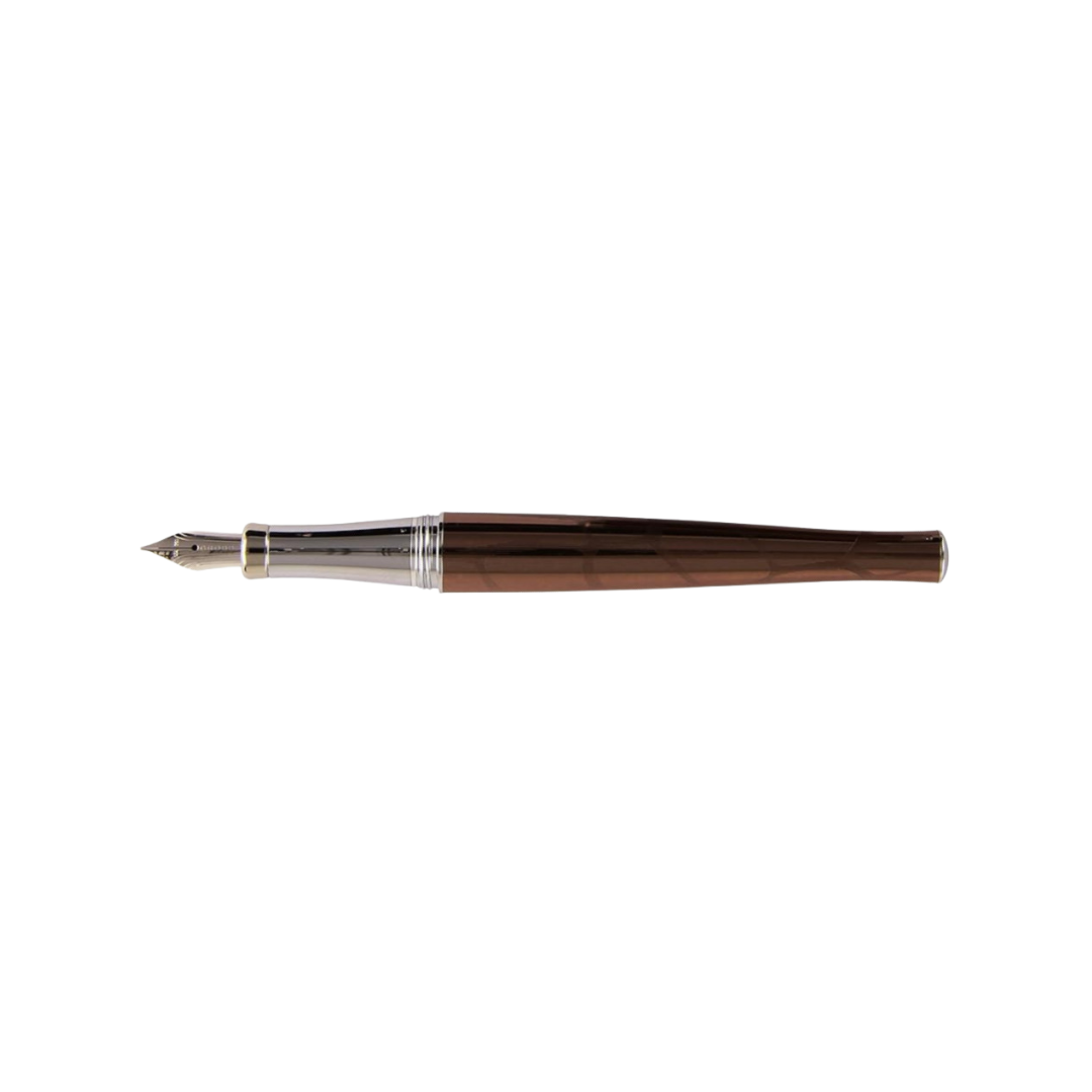 Cross Fountain Pen - Brown Giraffe with Chrome Trims — writing at an angle