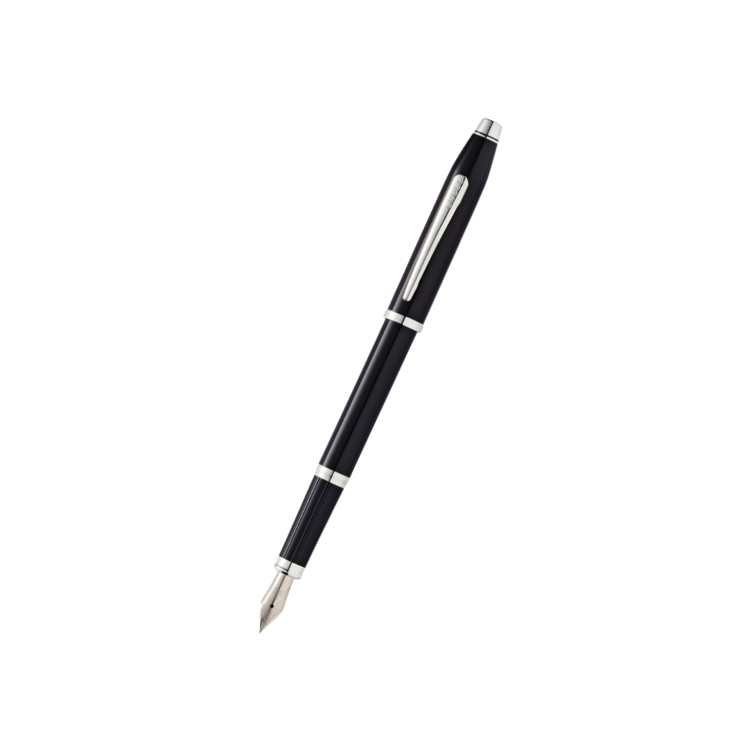 Cross Century II Fountain Pen in Black Lacquer — Cross fountain pen — precision nib writing instrument, at Cityluxe Singapore stationery store