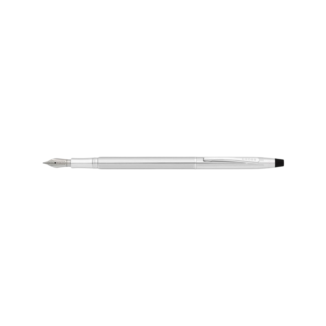Cross Classic Century Fountain Pen in Glossy Chrome — Cross fountain pen — precision nib writing instrument, at Cityluxe Singapore stationery store
