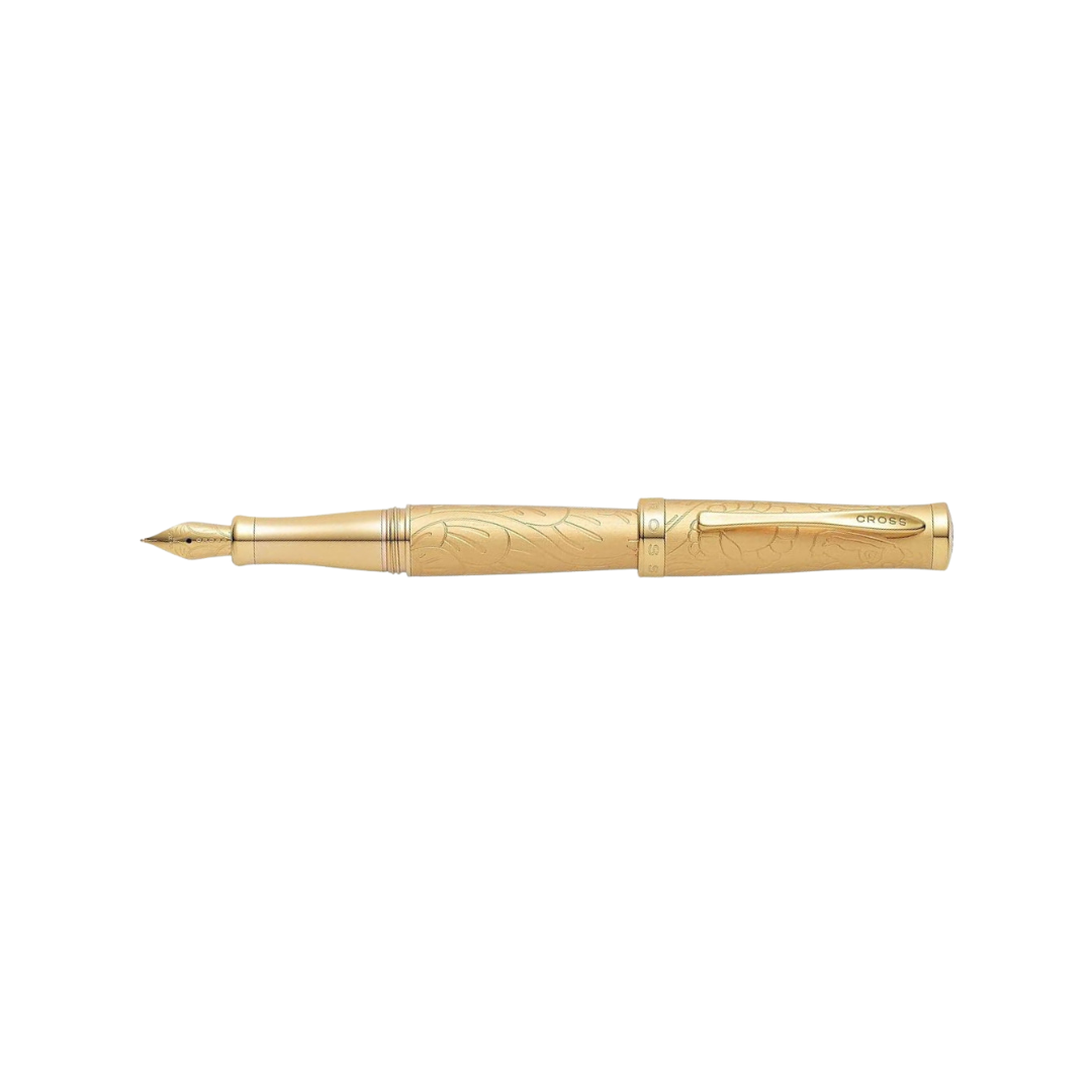 Cross Year Of The Goat Fountain Pen - 18K Gold with Rhodium Plated Nib — writing at an angle