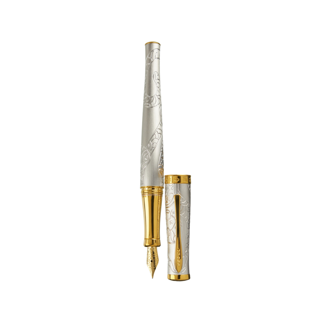 Cross Year of the Monkey Fountain Pen - Brushed Platinum — barrel detail