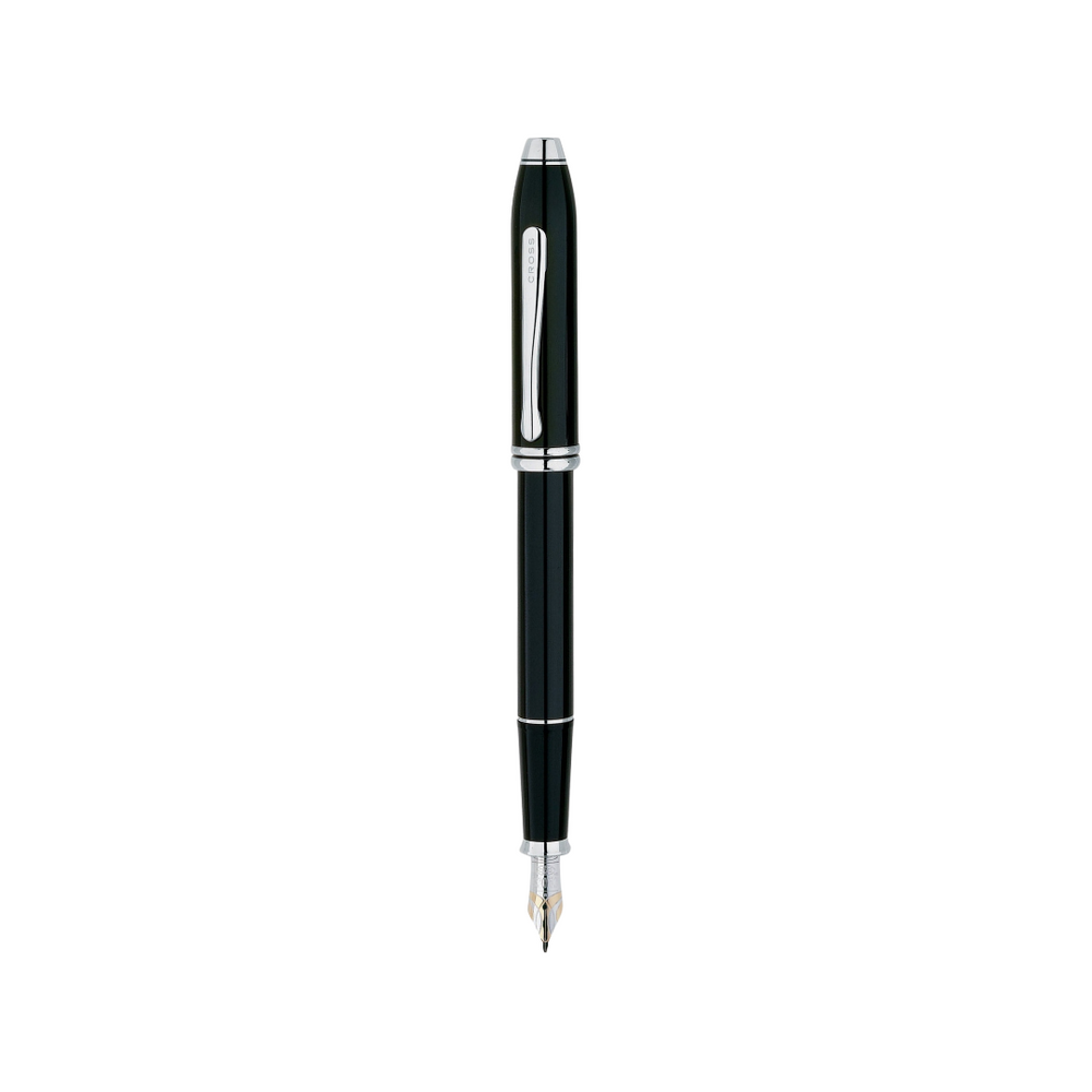 Cross Townsend Black Lacquer Fountain Pen (18k Rhodium Plated Nib) — Cross fountain pen — precision nib writing instrument, at Cityluxe Singapore stationery store