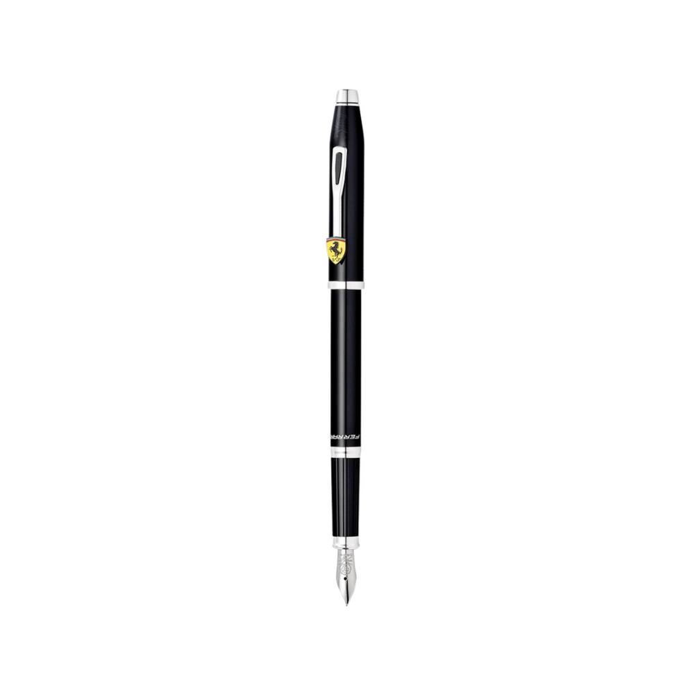 Cross Ferrari Century II Fountain Pen - Glossy Black Lacquer — uncapped with cap posted