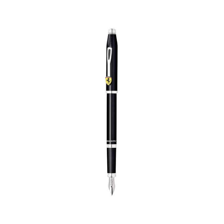 Cross Ferrari Century II Fountain Pen - Glossy Black Lacquer — uncapped with cap posted