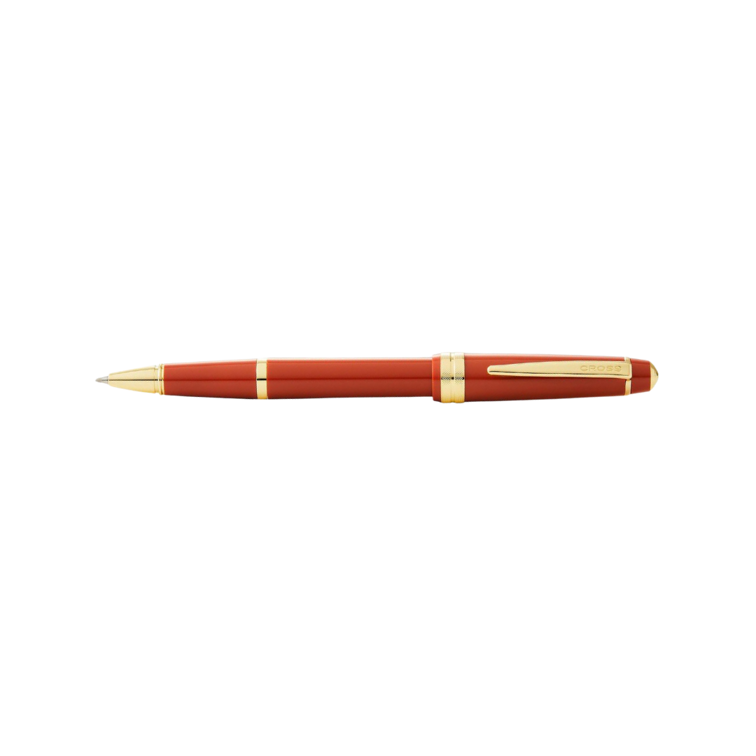 Cross Bailey Light Polished Amber Resin and Gold Tone Rollerball Pen — Cross rollerball pen — fluid gel ink writing instrument, at Cityluxe Singapore