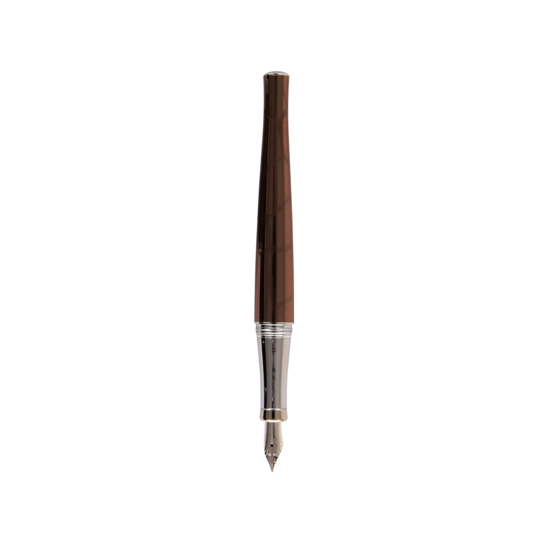 Cross Fountain Pen - Brown Giraffe with Chrome Trims — uncapped with cap posted