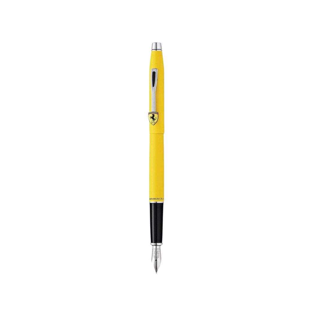 Cross Ferrari Classic Century Fountain Pen - Modena Yellow Lacquer — uncapped with cap posted