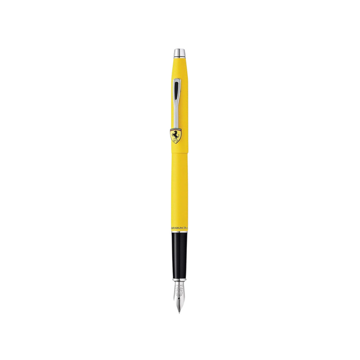 Cross Ferrari Classic Century Fountain Pen - Modena Yellow Lacquer — uncapped with cap posted