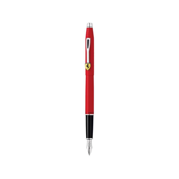 Cross Ferrari Classic Century Fountain Pen - Matte Rosso Corsa Red Lacquer — uncapped with cap posted
