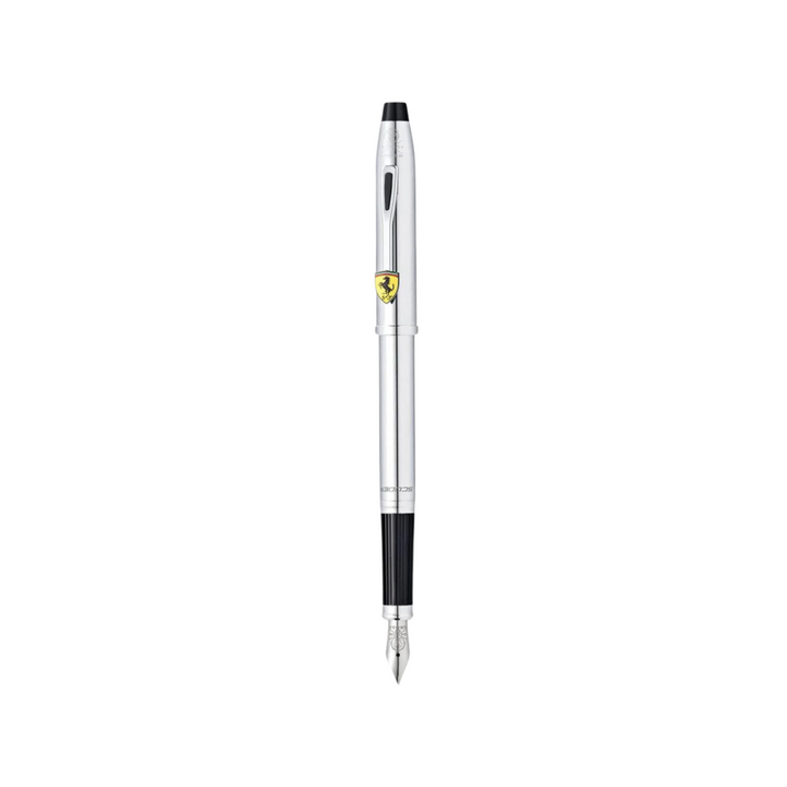 Cross Ferrari Century II Fountain Pen - Glossy Chrome — uncapped with cap posted