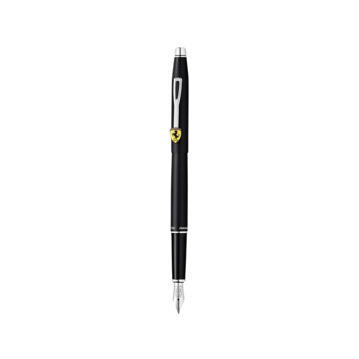 Cross Ferrari Classic Century Fountain Pen - Black Lacquer — uncapped with cap posted