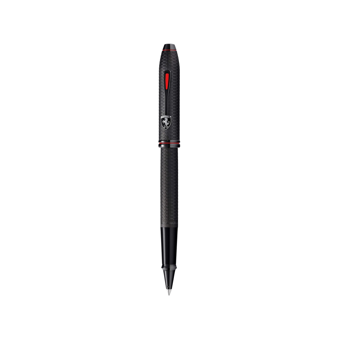 Cross Ferrari Townsend Rollerball Pen in Brushed Black Etched Honeycomb — Cross rollerball pen — fluid gel ink writing instrument, at Cityluxe Singapore