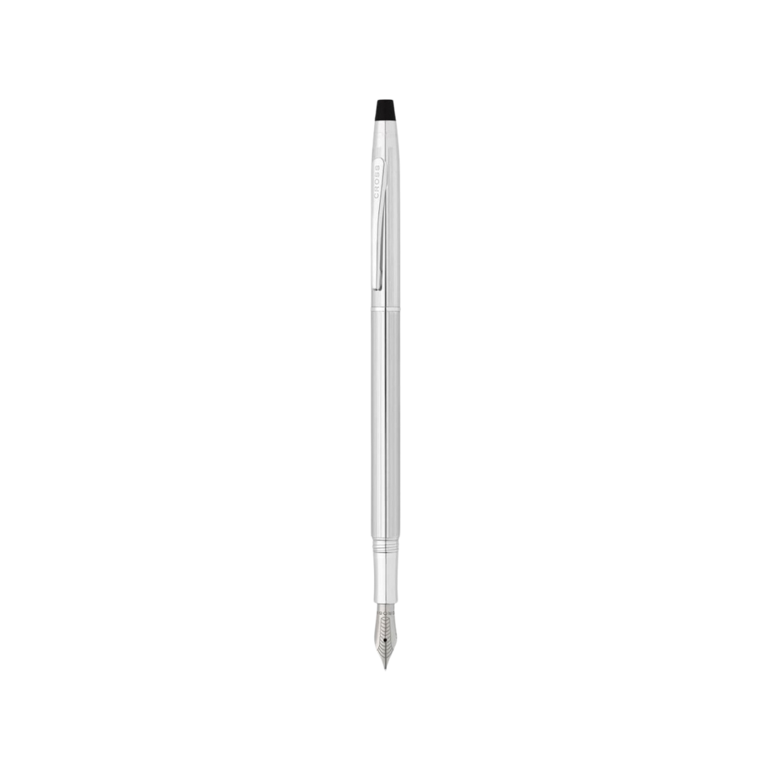 Cross Classic Century Fountain Pen in Glossy Chrome — Cross fountain pen — precision nib writing instrument, at Cityluxe Singapore stationery store