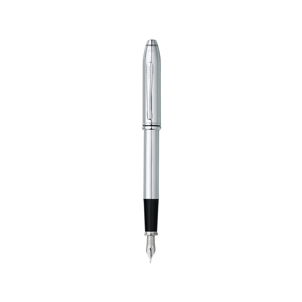 Cross Townsend Lustrous Chrome Fountain Pen — Cross fountain pen — precision nib writing instrument, at Cityluxe Singapore stationery store