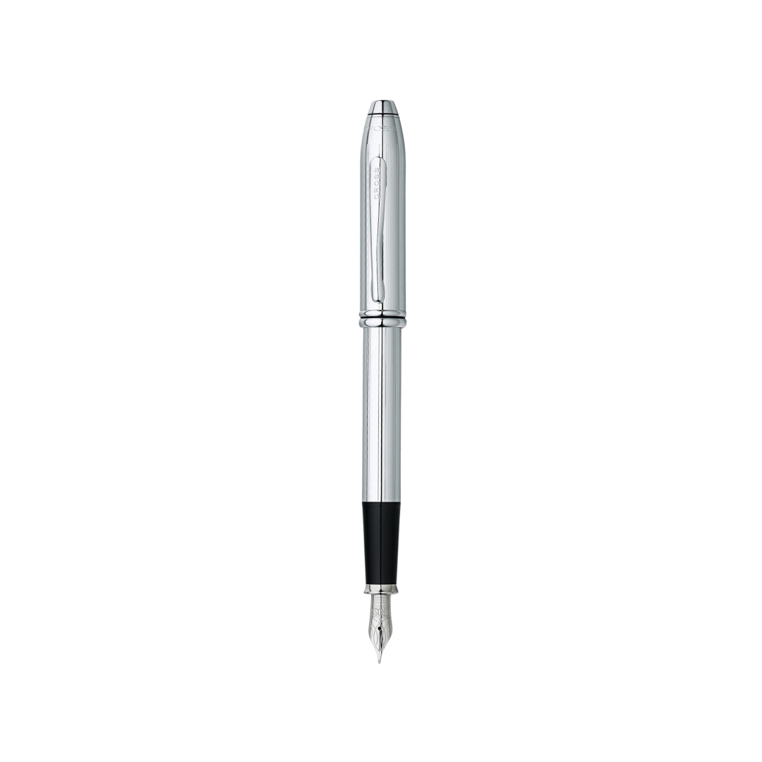 Cross Townsend Lustrous Chrome Fountain Pen — Cross fountain pen — precision nib writing instrument, at Cityluxe Singapore stationery store