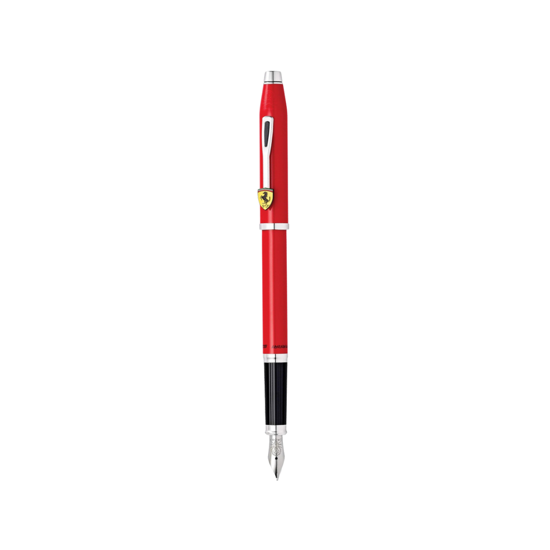 Cross Ferrari Century II Fountain Pen - Glossy Corsa Red Lacquer — uncapped with cap posted