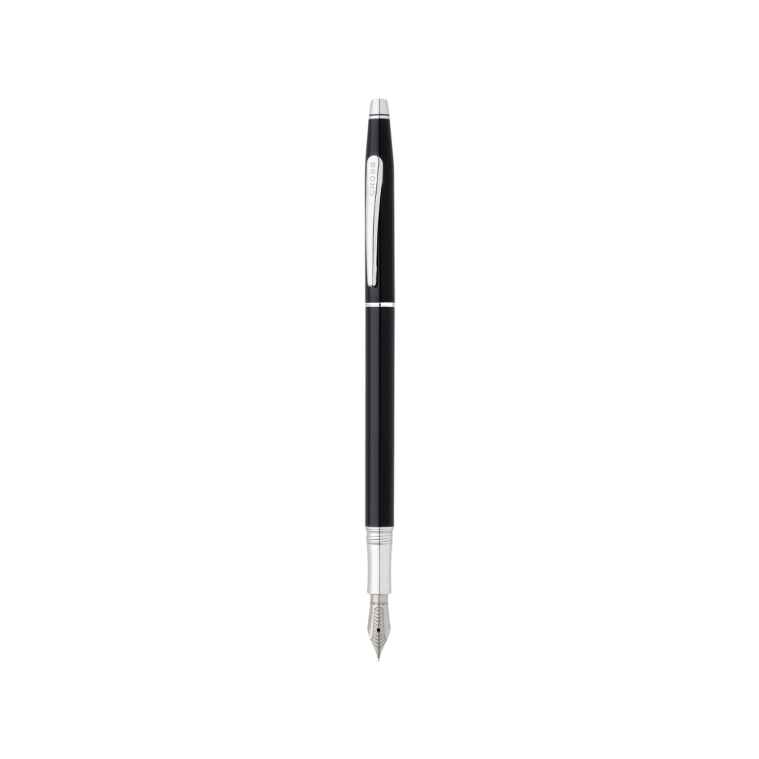 Cross Classic Century Fountain Pen in Black Lacquer — Cross fountain pen — precision nib writing instrument, at Cityluxe Singapore stationery store