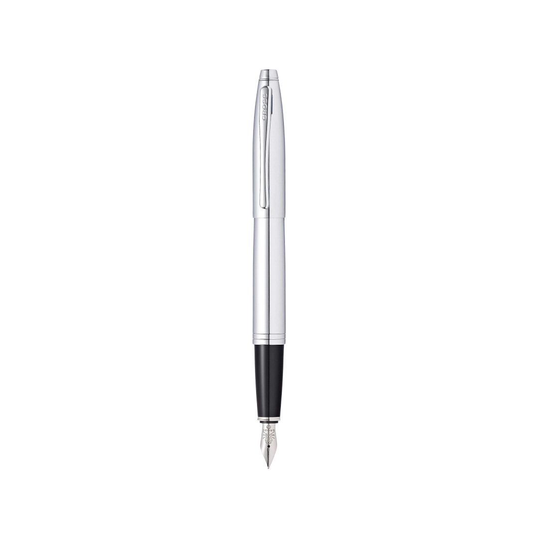 Cross Calias Polished Chrome Fountain Pen Gift Box — Cross fountain pen — precision nib writing instrument, at Cityluxe Singapore stationery store