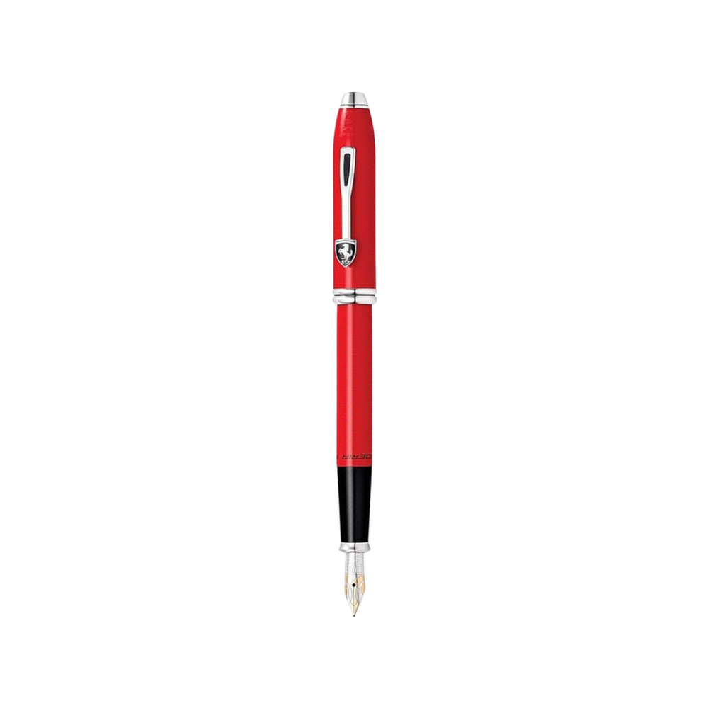 Cross Ferrari Townsend Fountain Pen - Glossy Corsa Red Lacquer — uncapped with cap posted