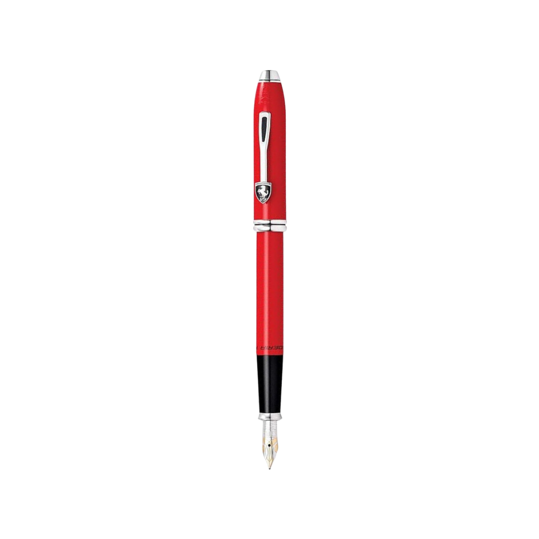 Cross Ferrari Townsend Fountain Pen - Glossy Corsa Red Lacquer — uncapped with cap posted