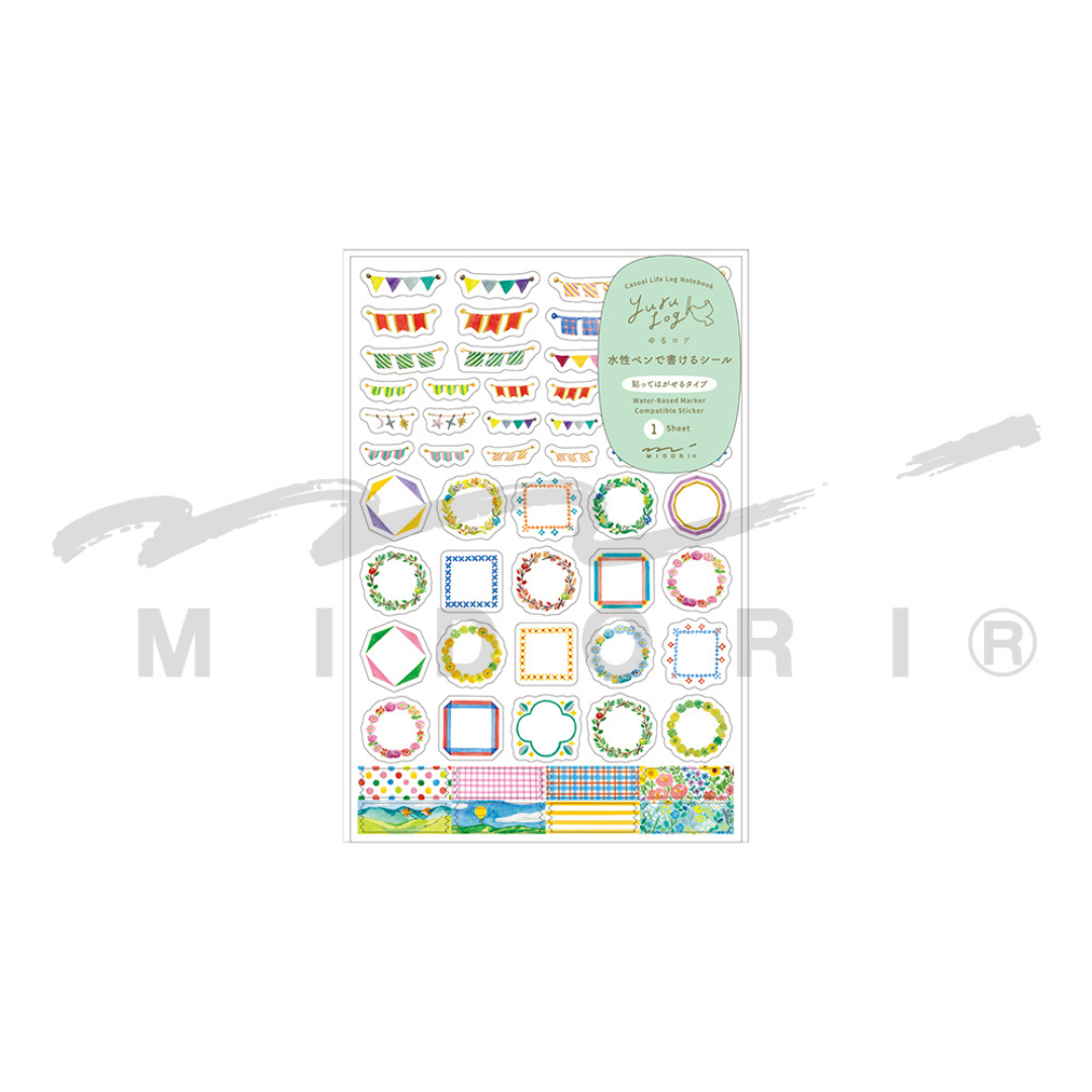 Midori Yuru Log Sticker (1 Sheet) - Decoration — with packaging