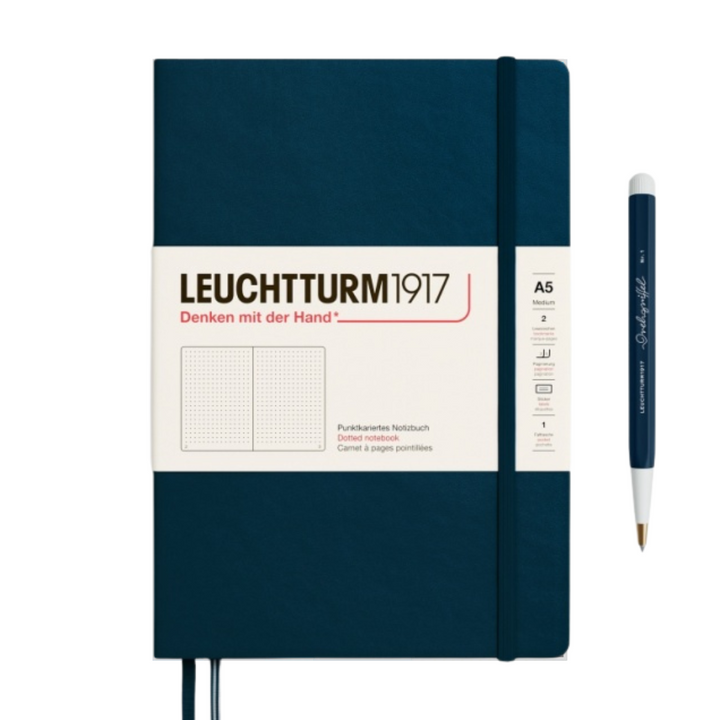 Leuchtturm1917 A5 Medium Hardcover Notebook - Dotted / Deep Sea — front cover