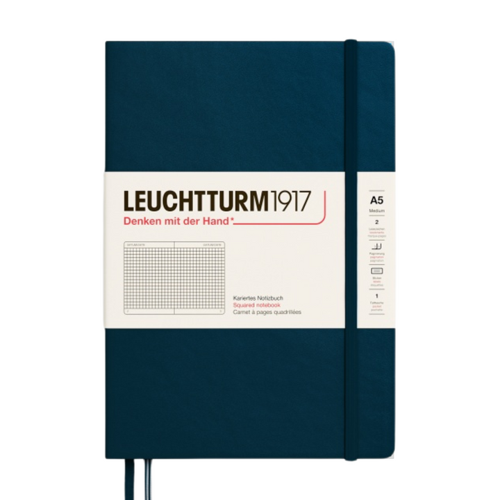 Leuchtturm1917 A5 Medium Hardcover Notebook - Squared / Deep Sea — front cover