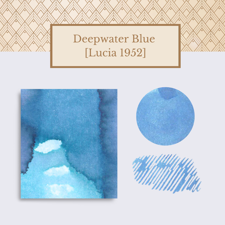 Vinta Inks 30ml Ink Bottle Deepwater Blue (Lucia 1952) — Vinta Inks fountain pen ink — premium bottled ink for writing, at Cityluxe Singapore