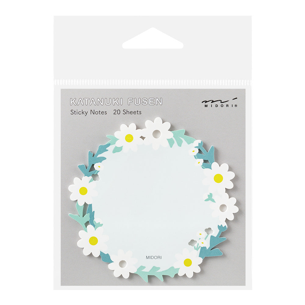 Midori Sticky Notes - Die Cutting Wreath White — front view