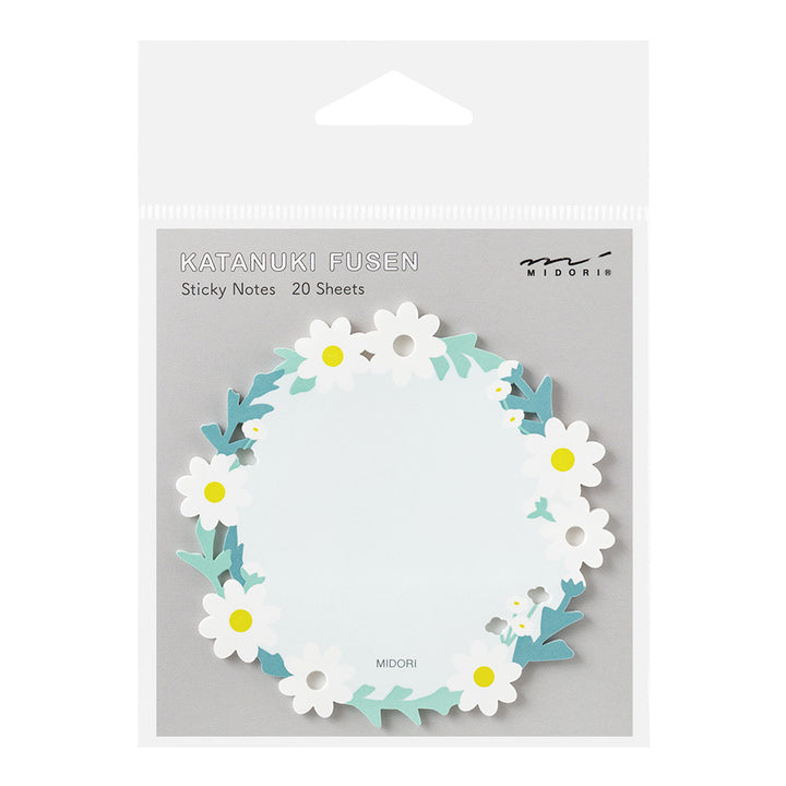 Midori Sticky Notes - Die Cutting Wreath White — front view