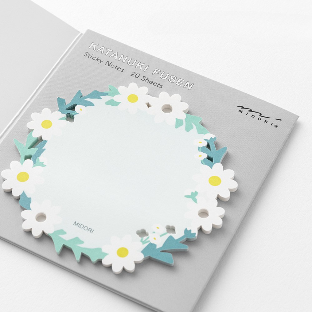 Midori Sticky Notes - Die Cutting Wreath White — in use