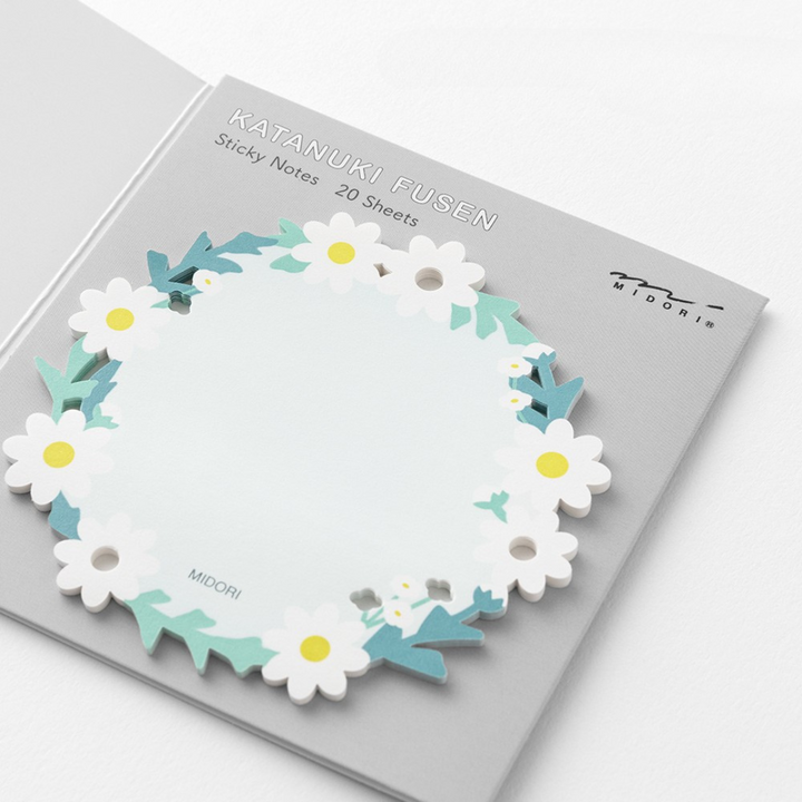 Midori Sticky Notes - Die Cutting Wreath White — in use