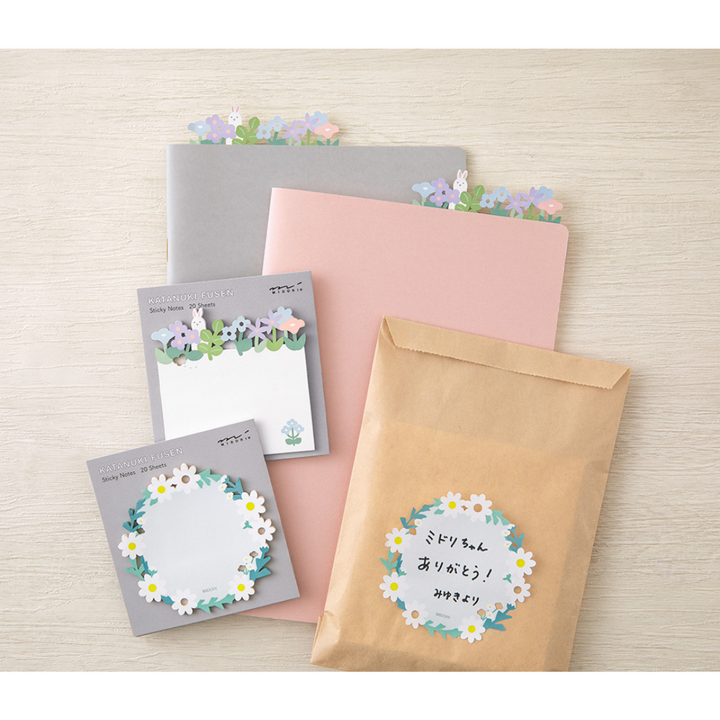 Midori Sticky Notes - Die Cutting Wreath White — with packaging