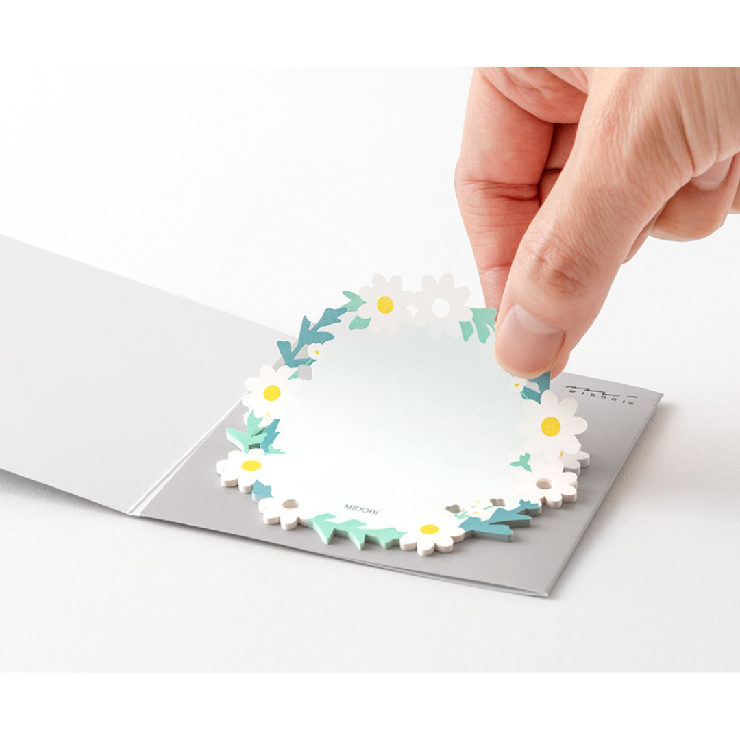 Midori Sticky Notes - Die Cutting Wreath White — detail view