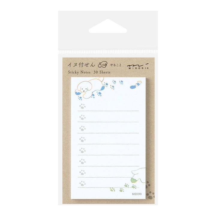 Midori Sticky Notes To Do - Dog White — front view