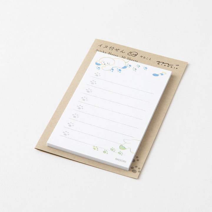 Midori Sticky Notes To Do - Dog White — with packaging