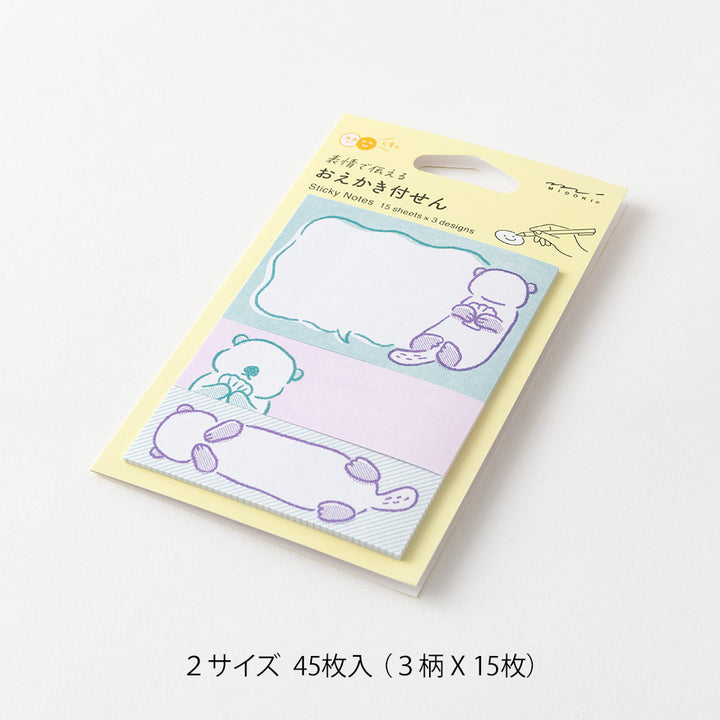 Midori Sticky Notes - Drawing Sea Otter — side view