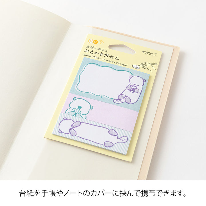 Midori Sticky Notes - Drawing Sea Otter — with packaging