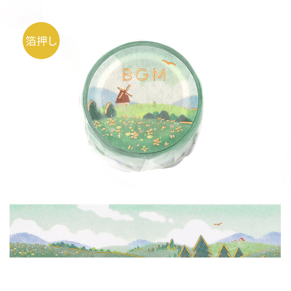 BGM Foil Stamping Masking Tape: Dreamscape - Field — roll front
