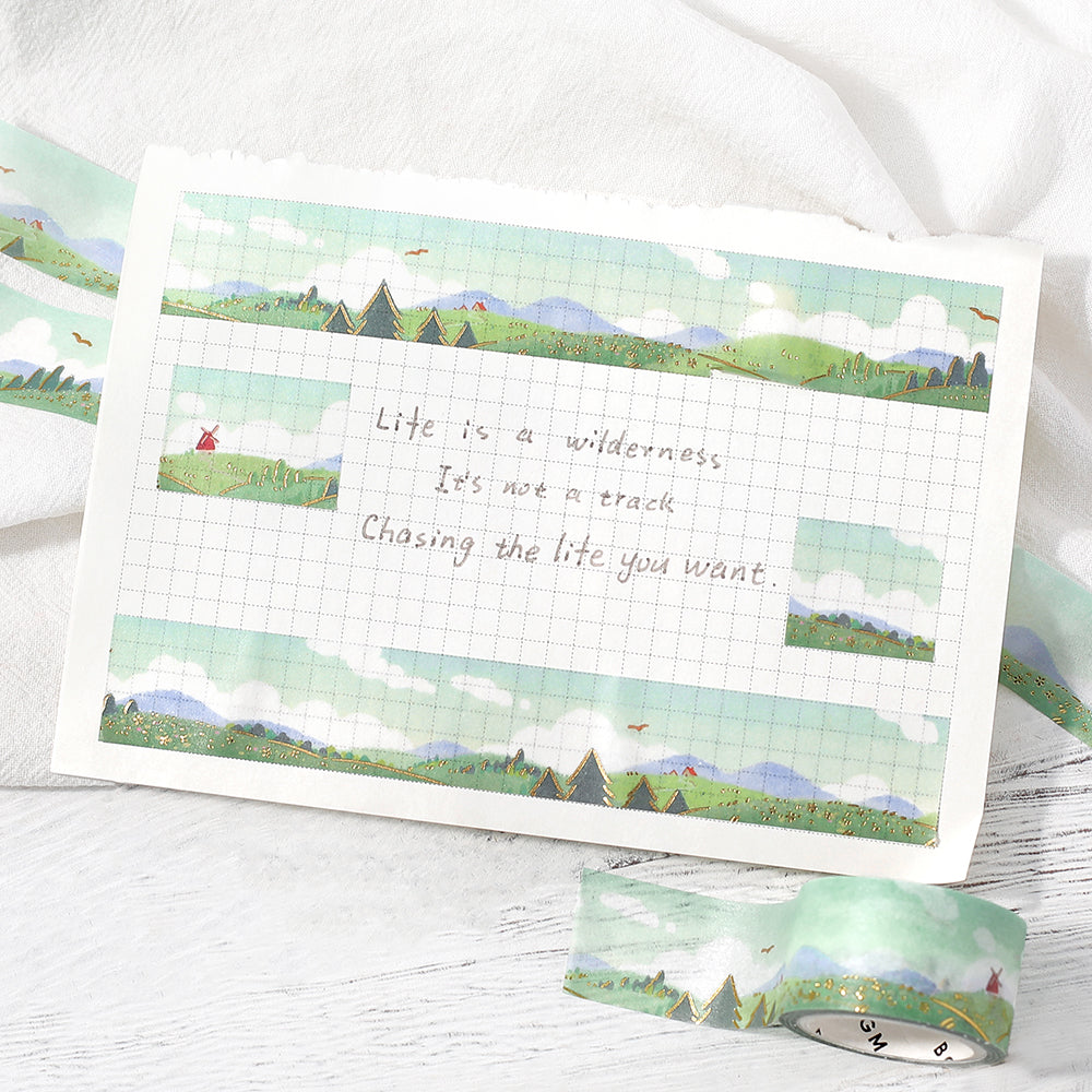BGM Foil Stamping Masking Tape: Dreamscape - Field — applied on surface