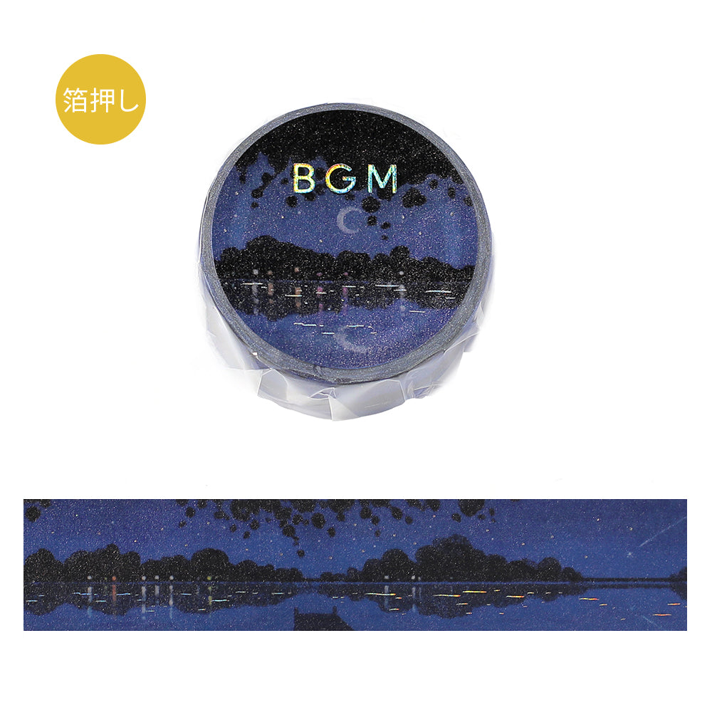 BGM Foil Stamping Masking Tape: Dreamscape - Lake at Night — roll front