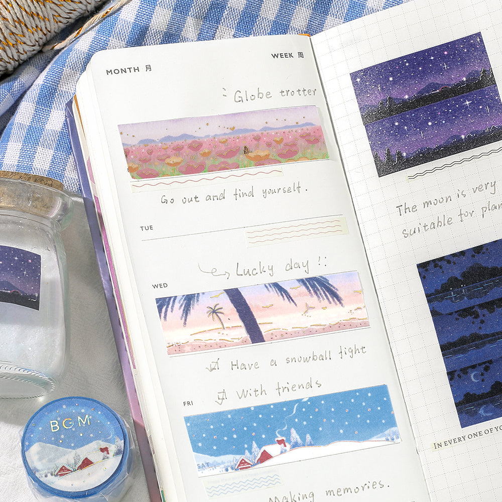 BGM Foil Stamping Masking Tape: Dreamscape - Snow Country — applied on surface