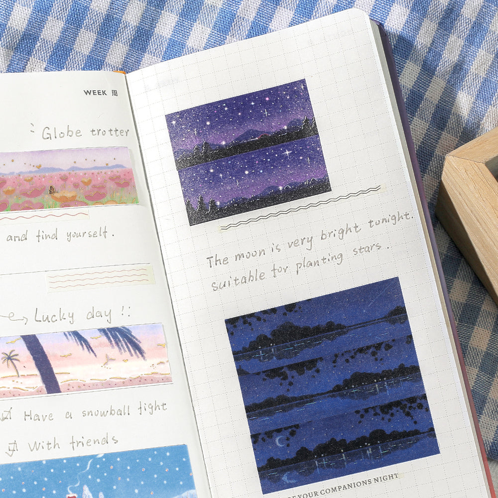 BGM Foil Stamping Masking Tape: Dreamscape - Starry Sky — applied on surface