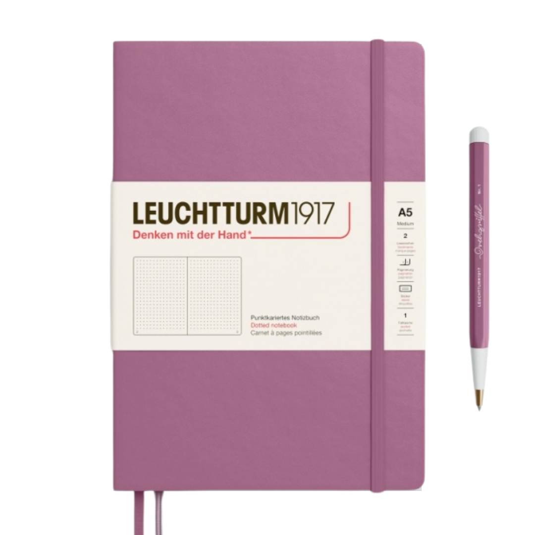 Leuchtturm1917 A5 Medium Hardcover Notebook in Dotted / Dusty Rose — Leuchtturm1917 notebook — quality writing journal with premium paper, at Cityluxe Singapore stationery store