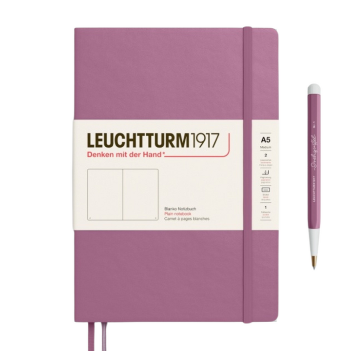 Leuchtturm1917 A5 Medium Hardcover Notebook - Plain / Dusty Rose — front cover
