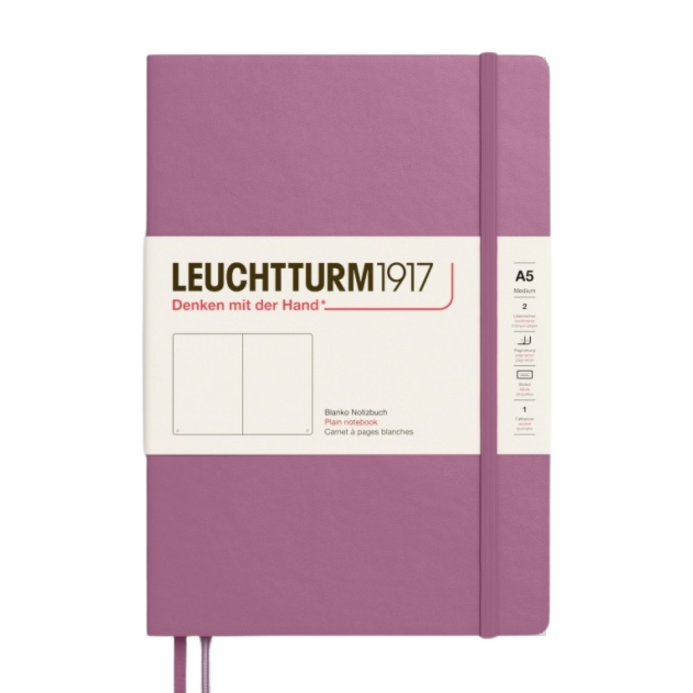 Leuchtturm1917 A5 Medium Hardcover Notebook - Plain / Dusty Rose — open spread
