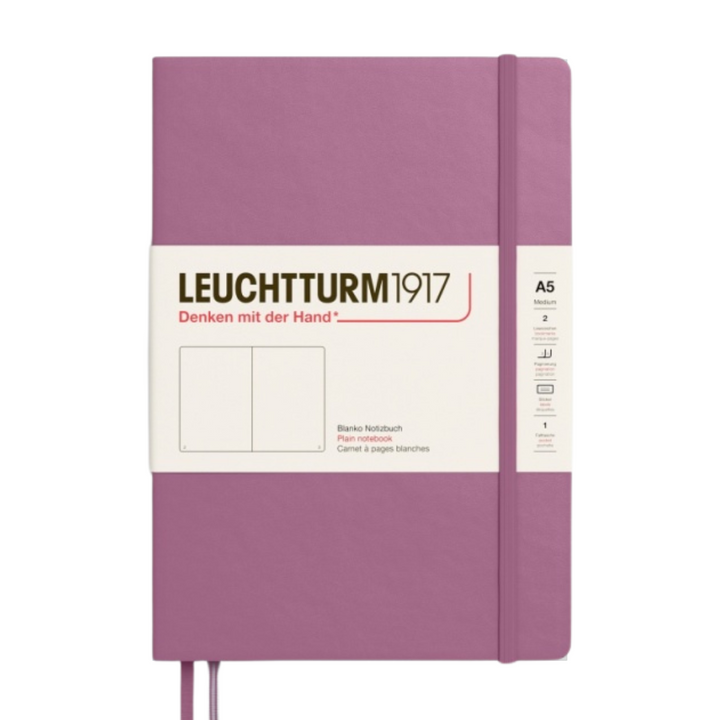 Leuchtturm1917 A5 Medium Hardcover Notebook - Plain / Dusty Rose — open spread