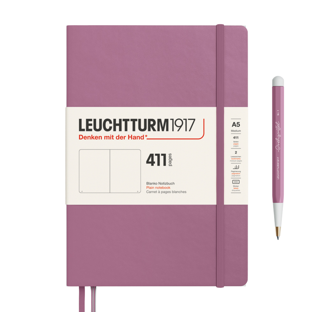 Leuchtturm1917 A5 Medium Hardcover Notebook (Thick, 411 Pages) in Plain / Dusty Rose — Leuchtturm1917 notebook — quality writing journal with premium paper, at Cityluxe Singapore stationery store