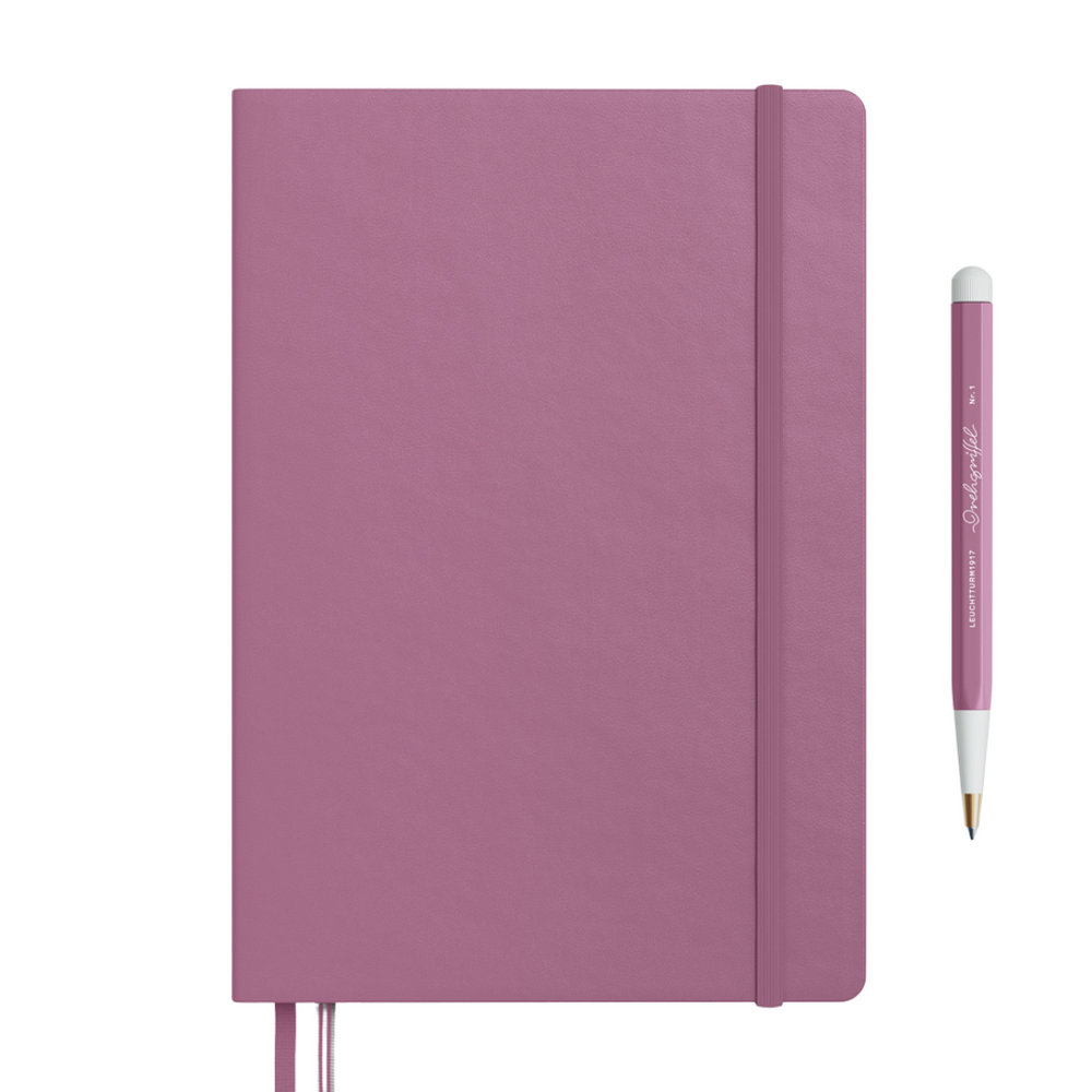 Leuchtturm1917 A5 Medium Hardcover Notebook (Thick, 411 Pages) - Dotted / Dusty Rose — open spread