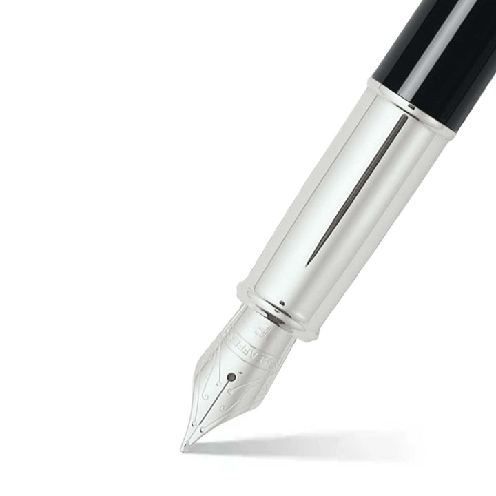Sheaffer 100 E9313 Black and Chrome  With Chrome Trims Fountain Pen (WW30) — Sheaffer fountain pen — precision nib writing instrument, at Cityluxe Singapore stationery store
